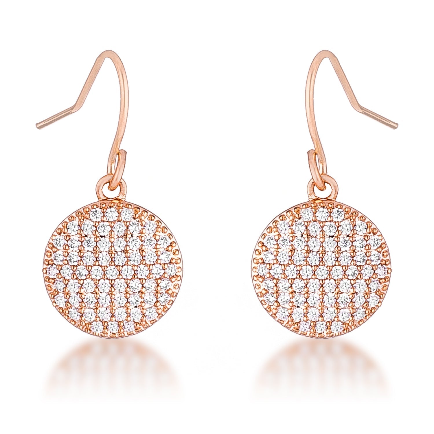 LOVCIA Elegant Rose Gold Plated Pave CZ Disc Earrings (.6 Ct)